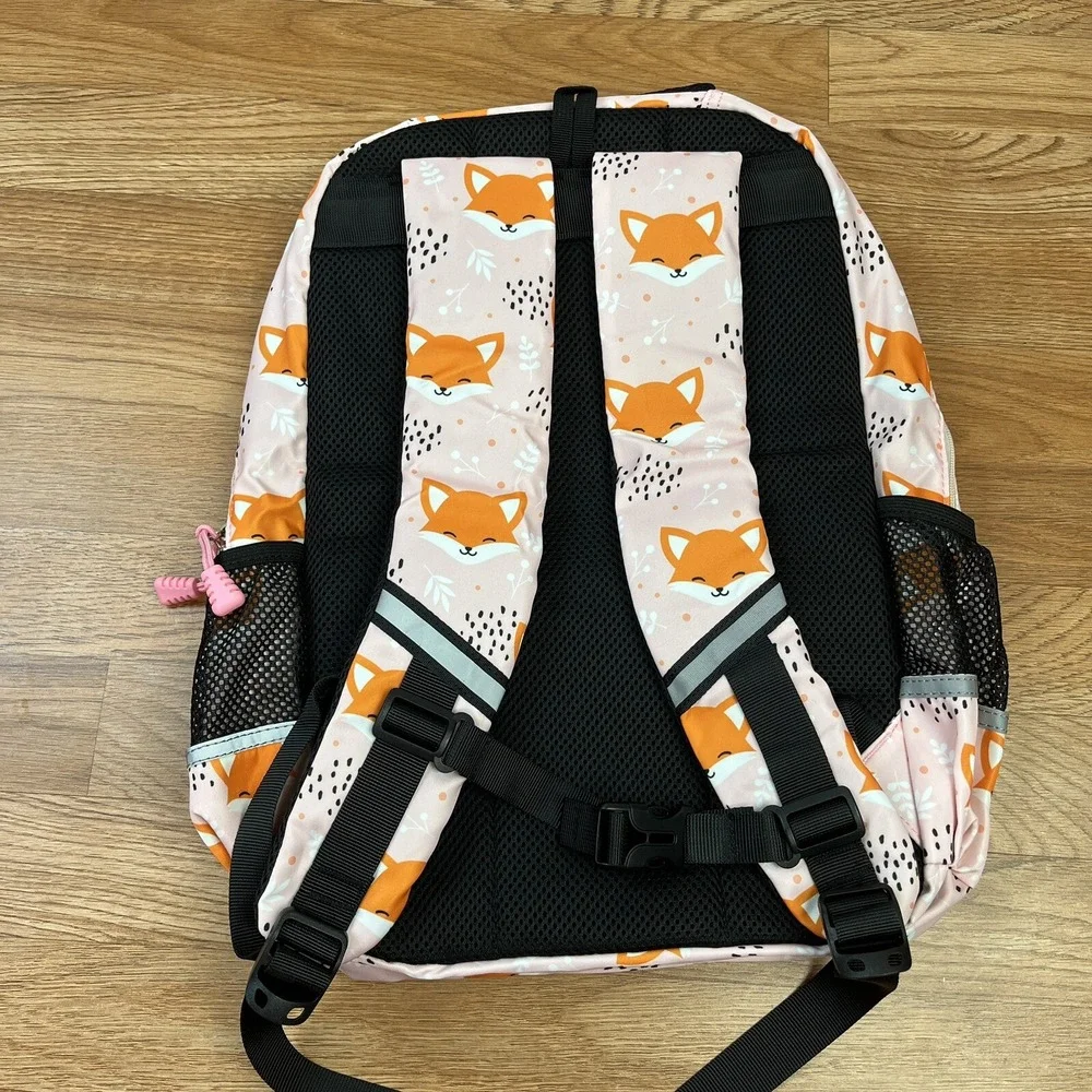 Girls Fox Pink Backpack‎ with Insulated Lunch Bag & Pencil Bag, Reflective NEW